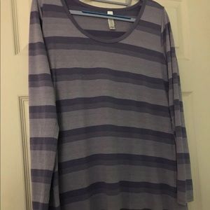 Lularoe Purple Lynnae Shirt Long Sleeve Stripe Top